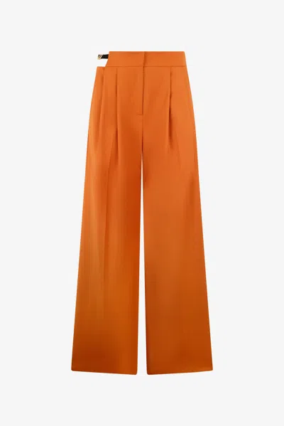 Roberto Cavalli Orange Wide-leg Trousers With Cut-out