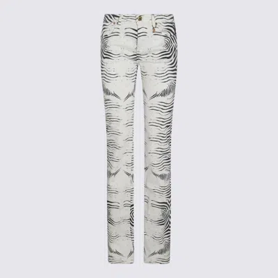 Roberto Cavalli White And Black Cotton Denim Jeans