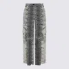 Roberto Cavalli High Waist Zebra Pattern Wide Leg Trousers In White