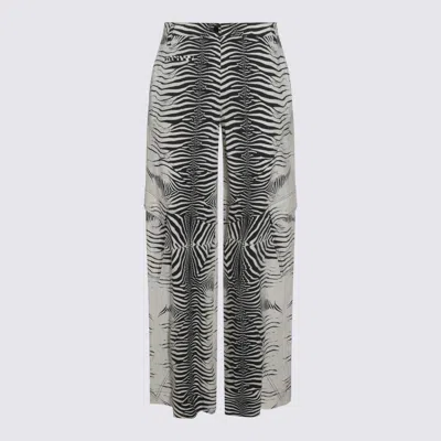 Roberto Cavalli White And Black Cotton Pants