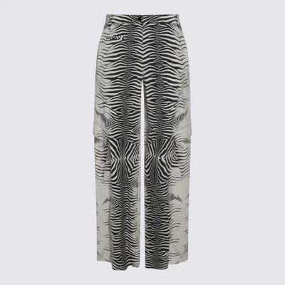ROBERTO CAVALLI ROBERTO CAVALLI WHITE AND BLACK COTTON PANTS