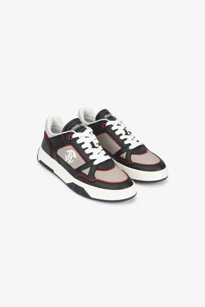 Roberto Cavalli White And Black Trainers With Mirror Snake Monogram