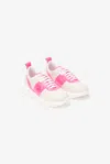 Roberto Cavalli White And Pink Leather Running Shoes With Monogram Rc In White