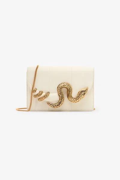 Roberto Cavalli White Bag With Snake And Scale Motif
