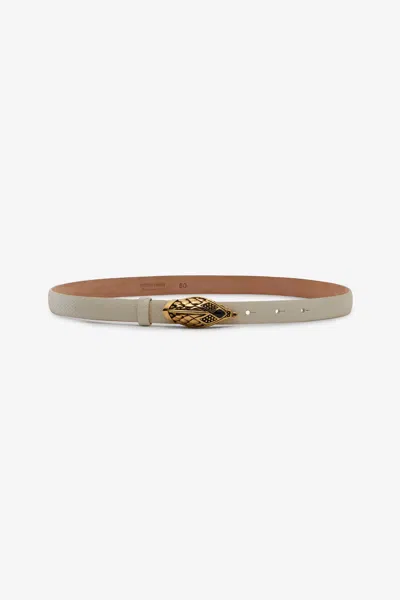 Roberto Cavalli White Belt With Scale Motif And Snake Head Buckle In Pink
