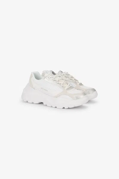 Roberto Cavalli White Chunky Sneakers With Leather Inserts