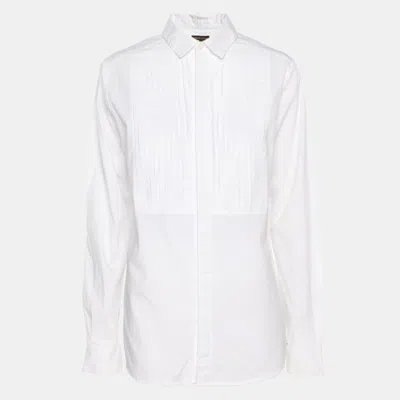 Pre-owned Roberto Cavalli White Cotton Button Front Shirt M