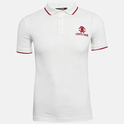 Pre-owned Roberto Cavalli White Cotton Pique Polo T-shirt S