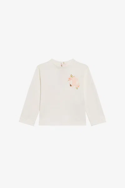 Roberto Cavalli White Cotton T-shirt With Floral Monogram Rc