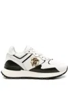 Roberto Cavalli White Cow Leather Sneakers With Black Accents In White