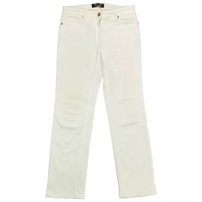 Pre-owned Roberto Cavalli White Denim Jeans Pants, Size 42