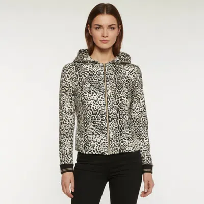 Pre-owned Roberto Cavalli White Leopard Jersey Zip Up Jacket Xs