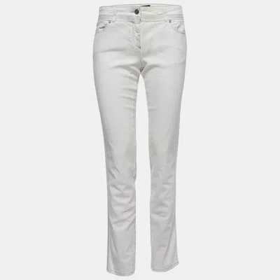 Pre-owned Roberto Cavalli White Patterned Denim Stitch Detailed Jeans M Waist 30"