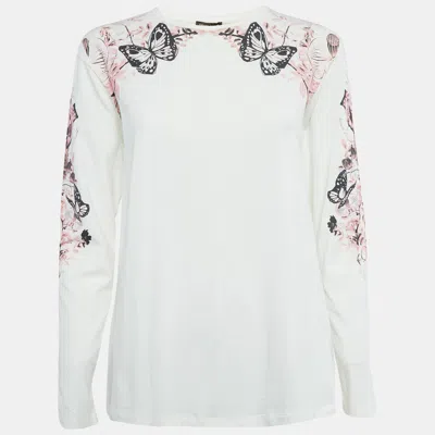 Pre-owned Roberto Cavalli White Printed Cotton T-shirt Xs