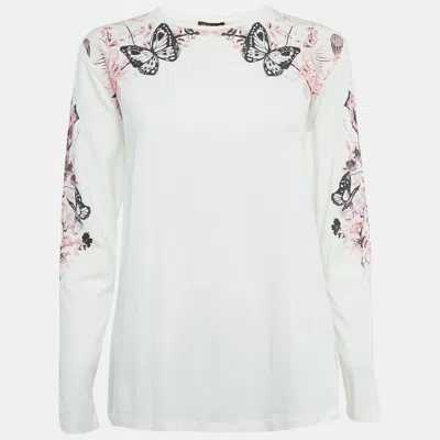 Roberto Cavalli White Printed Cotton T-shirt In Multi