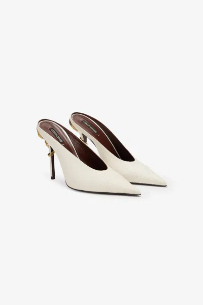 Roberto Cavalli White Serpentine Sabots