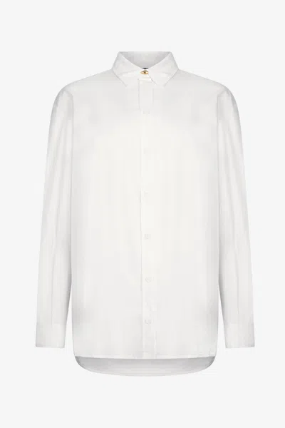 Roberto Cavalli White Shirt With Gold Button