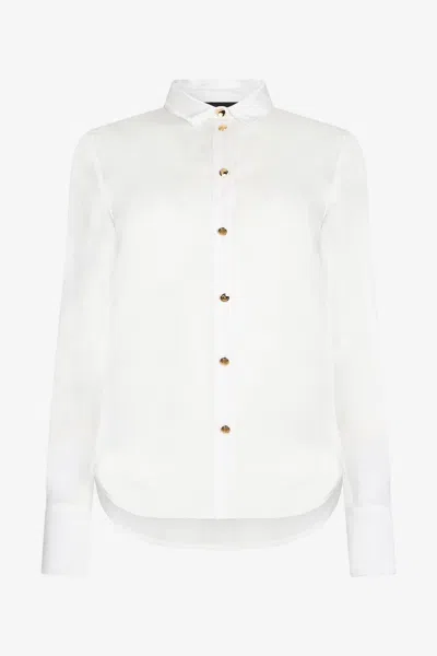 Roberto Cavalli White Shirt With Gold Buttons