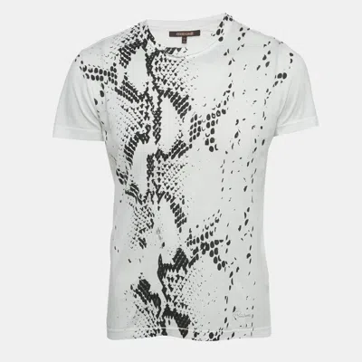 Pre-owned Roberto Cavalli White Snakeskin Print Jersey T-shirt S