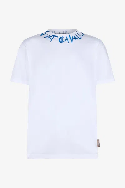 Roberto Cavalli White T-shirt With Graffiti Logo