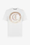 Roberto Cavalli White T-shirt With Logo And Studs In Multi