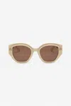 Roberto Cavalli Wide And Feminine Front Sunglasses With Double Ring Decoration In Shiny Full Cream