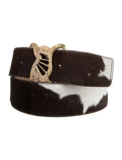 Pre-owned Roberto Cavalli Wide Calf Hair Belt Kit In Brown