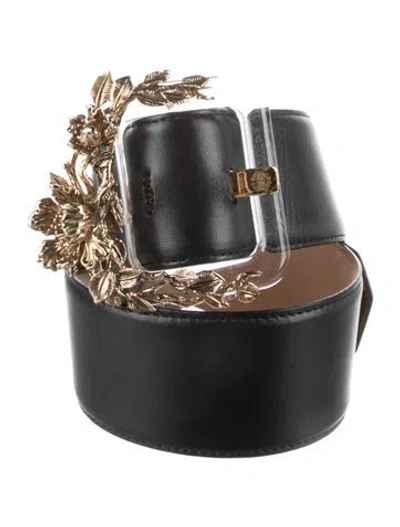 Pre-owned Roberto Cavalli Wide Leather Belt In Black