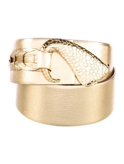 Pre-owned Roberto Cavalli Wide Leather Belt In Gold