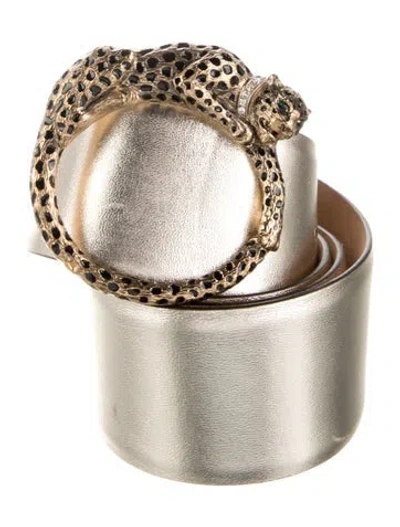 Pre-owned Roberto Cavalli Wide Leather Belt In Gold