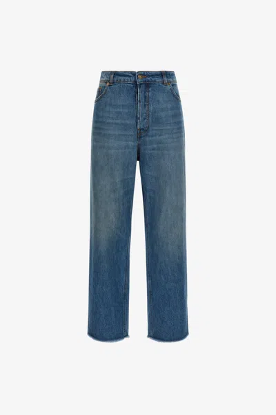 Roberto Cavalli Wide Leg Jeans In Dark Blue