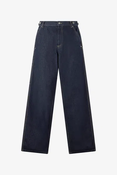 Roberto Cavalli Wide-leg Jeans With Rc Monogram In Blue