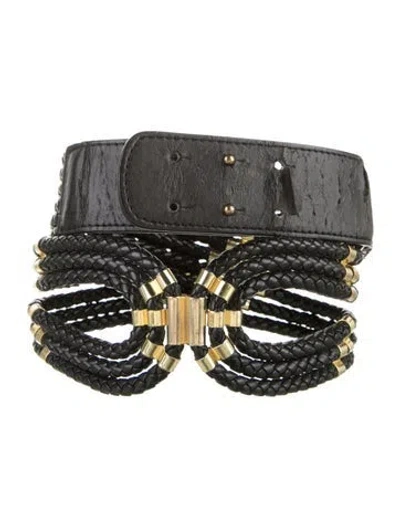 Pre-owned Roberto Cavalli Wide Vegan Leather Waist Belt In Black
