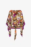 Roberto Cavalli Cheetah-print Draped-sleeve Kaftan In Purple