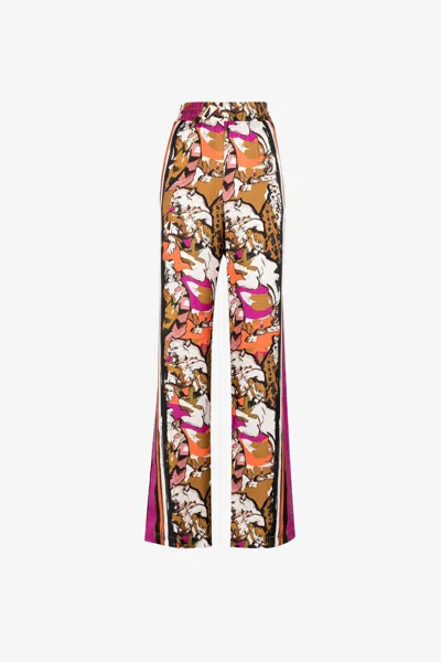 Roberto Cavalli Wild Cat-print Silk Trousers In Purple