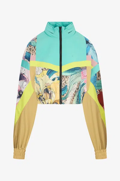 Roberto Cavalli Windbreaker In Flower Multicolor Print