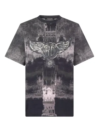 Roberto Cavalli Winged Monogram-print T-shirt In Black