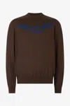 Roberto Cavalli Wool Sweater With Winged Logo In Brown