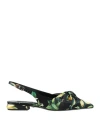 Roberto Cavalli Woman Ballet Flats Black Size 8 Leather, Textile Fibers In Black