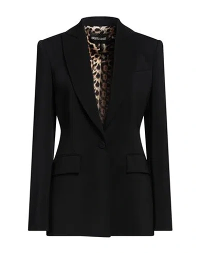 Roberto Cavalli Woman Blazer Black Size 12 Polyester