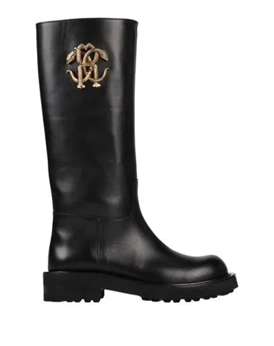 Roberto Cavalli Woman Boot Black Size 8 Leather