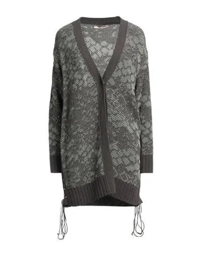 Roberto Cavalli Woman Cardigan Khaki Size 8 Cotton, Polyamide In Beige