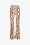 Roberto Cavalli Snakeskin-print Trousers In Brown