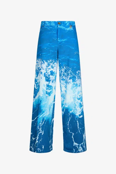 Roberto Cavalli Woman Cotton Trousers In Deep Blue
