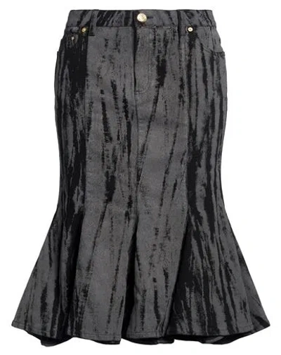 Roberto Cavalli Woman Denim Skirt Black Size 8 Cotton, Elastane