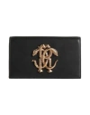Roberto Cavalli Black Leather Shoulder Bag With Gold Emblem In Black
