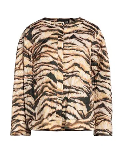 Roberto Cavalli Woman Jacket Sand Size 10 Viscose In Brown