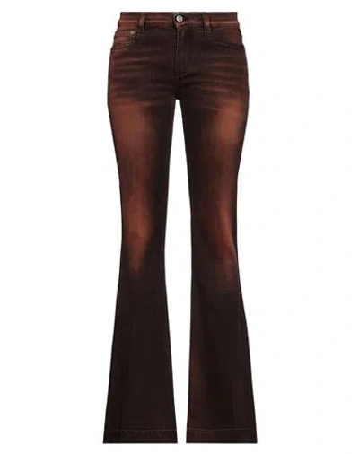 Roberto Cavalli Woman Jeans Rust Size 10 Cotton, Elastane
