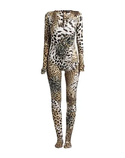 Roberto Cavalli Woman Jumpsuit Beige Size 10 Polyester, Elastane