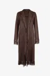 Roberto Cavalli Woman Leather Coat In Brown